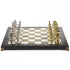 Настольные шахматы "Римские воины" доска 44х44 см из камня мрамор змеевик с металлическими фигурами фото 2 — hichess.ru - шахматы, нарды, настольные игры