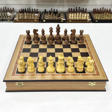 Шахматы подарочные в ларце из дуба с индийскими фигурами из самшита и палисандра — hichess.ru - шахматы, нарды, настольные игры