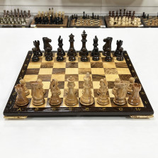 Шахматы эксклюзивные нескладные из дерева ореха и клена Суприм глянцевые — hichess.ru - шахматы, нарды, настольные игры