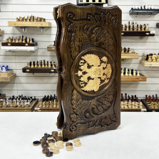 Нарды резные узорные из массива бука Герб светлый большие — hichess.ru - шахматы, нарды, настольные игры