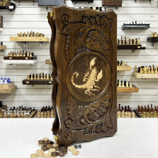 Нарды резные узорные из массива бука Скорпион светлый — hichess.ru - шахматы, нарды, настольные игры