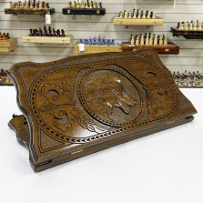 Нарды резные из массива бука Волчий оскал 60 см &mdash; hichess.ru - шахматы, нарды, настольные игры