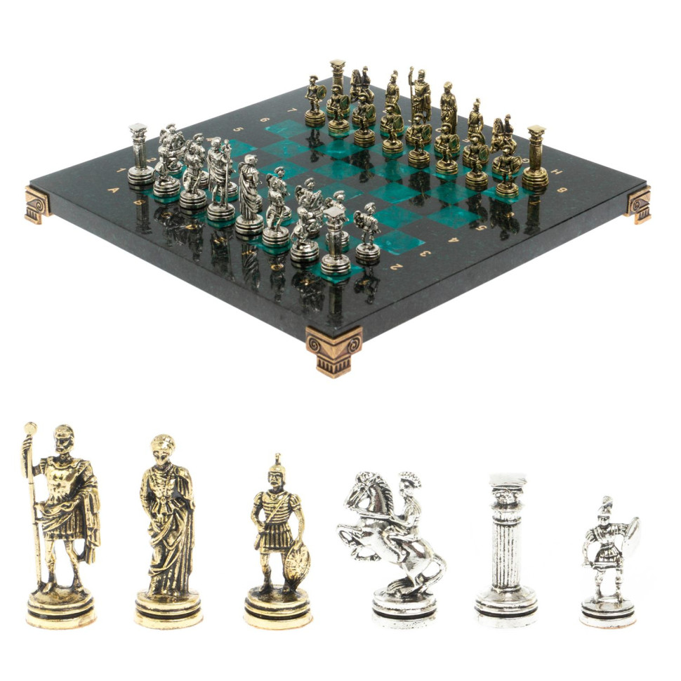 Шахматы подарочные Римские воины из змеевика 28 см фото 1 &mdash; hichess.ru - шахматы, нарды, настольные игры