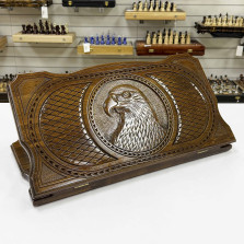 Нарды подарочные резные из массива бука Голова орла 60 см &mdash; hichess.ru - шахматы, нарды, настольные игры