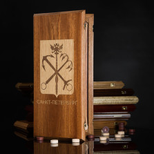 Нарды &quot;Герб Петербурга&quot; (темный корпус) — hichess.ru - шахматы, нарды, настольные игры