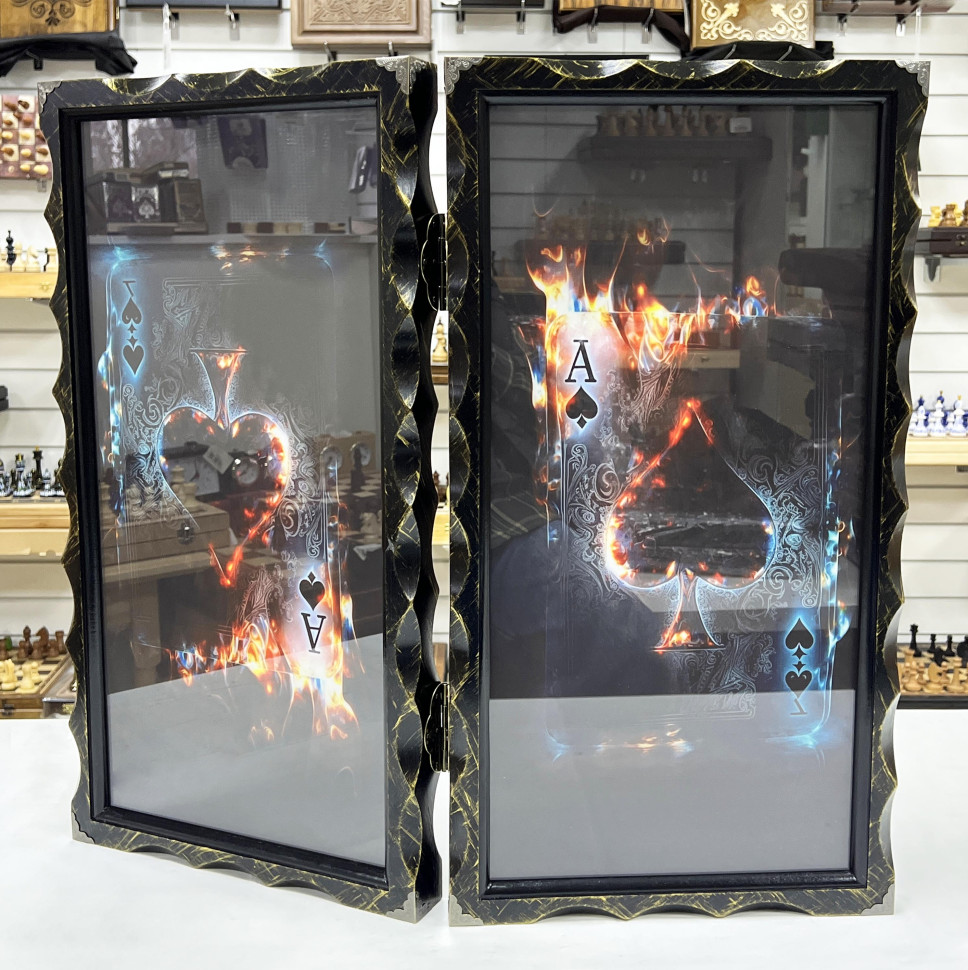 Нарды стеклянные подарочные Туз 63 см с чехлом фото 1 — hichess.ru - шахматы, нарды, настольные игры