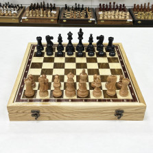 Шахматы в ларце из граба с фигурами из бука Индийский Стаунтон — hichess.ru - шахматы, нарды, настольные игры