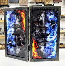 Нарды стеклянные подарочные VIP Лев 67 см с чехлом — hichess.ru - шахматы, нарды, настольные игры