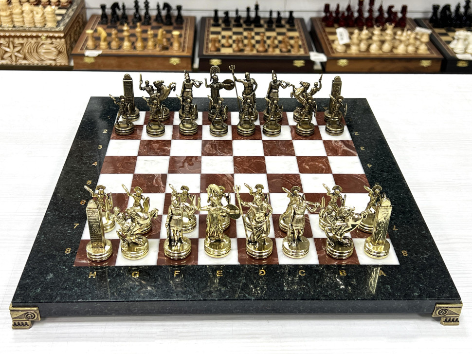 Шахматы каменные Греческая мифология 36х36 см фото 1 — hichess.ru - шахматы, нарды, настольные игры