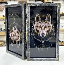 Нарды стеклянные подарочные VIP Волк 67 см с чехлом — hichess.ru - шахматы, нарды, настольные игры