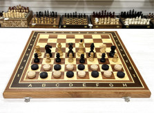 Набор шахматы-нарды-шашки Красное дерево с фигурами из карельской березы — hichess.ru - шахматы, нарды, настольные игры