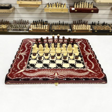 Набор 3 в 1 шахматы нарды шашки резные Красный дракон 60см — hichess.ru - шахматы, нарды, настольные игры