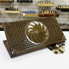 Нарды из массива бука Бесконечность премиум большие &mdash; hichess.ru - шахматы, нарды, настольные игры