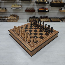 Шахматы подарочные из эвкалипта в ларце с фигурами карельская береза Люкс (2) — hichess.ru - шахматы, нарды, настольные игры