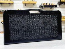 Нарды кожаные Презент с ручкой черные 55 см — hichess.ru - шахматы, нарды, настольные игры