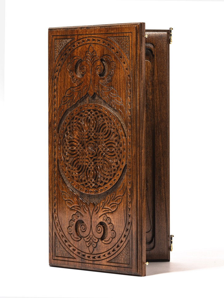 Нарды деревянные Орнамент 50 см ручной работы в чехле фото 1 — hichess.ru - шахматы, нарды, настольные игры