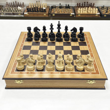 Шахматы подарочные с утяжеленными фигурами из бука на доске из дуба 45 на 45 см большие — hichess.ru - шахматы, нарды, настольные игры