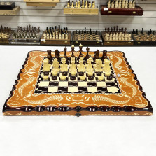 Набор 3 в 1 шахматы нарды шашки резные Оранжевый лев 60 см — hichess.ru - шахматы, нарды, настольные игры