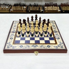 Набор 3 в 1 шахматы нарды шашки Гжель — hichess.ru - шахматы, нарды, настольные игры