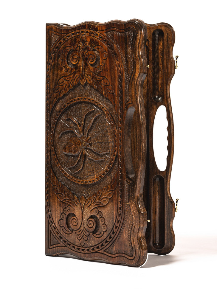 Нарды подарочные резные Паук большие ручной работы фото 1 — hichess.ru - шахматы, нарды, настольные игры