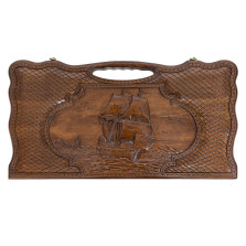 Нарды резные Корабль-2 с ручкой 60, Haleyan — hichess.ru - шахматы, нарды, настольные игры