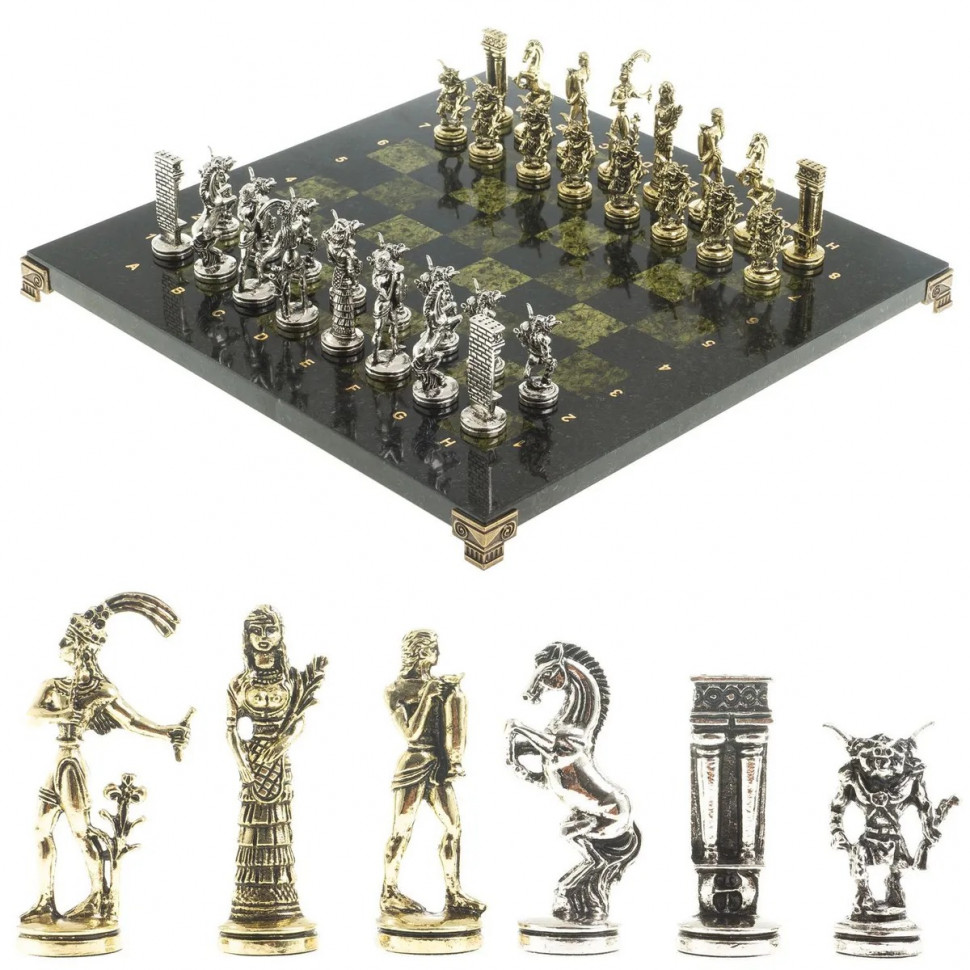 Шахматы подарочные Минотавр 36 на 36 см змеевик фото 1 — hichess.ru - шахматы, нарды, настольные игры
