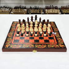 Набор 3 в 1 шахматы нарды шашки Хохлома — hichess.ru - шахматы, нарды, настольные игры