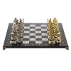 Шахматы каменные с металлическими фигурами Лучники 44 см мрамор змеевик фото 2 — hichess.ru - шахматы, нарды, настольные игры