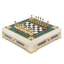 Шахматы &quot;Элитные&quot; с малахитом — hichess.ru - шахматы, нарды, настольные игры