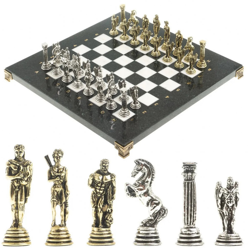 Шахматы подарочные Икар мрамор змеевик 32 см фото 1 — hichess.ru - шахматы, нарды, настольные игры