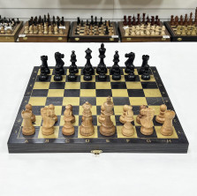 Шахматы деревянные черное золото с фигурами Индийский стаунтон — hichess.ru - шахматы, нарды, настольные игры