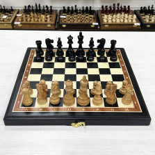 Шахматы из мореного дуба с фигурами Индийский стаунтон — hichess.ru - шахматы, нарды, настольные игры