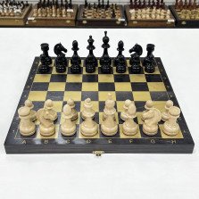 Шахматы деревянные черное золото Премиальные — hichess.ru - шахматы, нарды, настольные игры