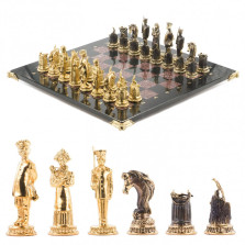Шахматы подарочные &quot;Деревенские&quot; фигуры бронза, доска камень 40х40 см — hichess.ru - шахматы, нарды, настольные игры