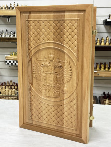 Нарды деревянные подарочные Герб России — hichess.ru - шахматы, нарды, настольные игры