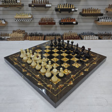 Шахматы эксклюзивные Готика мореный дуб/янтарь темные большие , Мастерская Емельянова — hichess.ru - шахматы, нарды, настольные игры